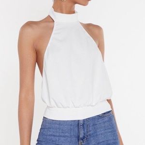 NWT nasty gal white backless halter top